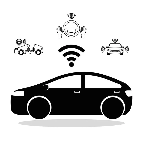 Remote sensing system of smart car vehicle front view — Stock Vector