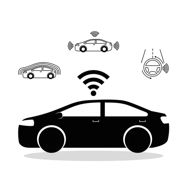 Sistema de teledetección del vehículo inteligente vista frontal — Archivo Imágenes Vectoriales
