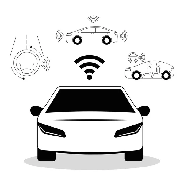 Sistema de teledetección del vehículo inteligente vista frontal — Archivo Imágenes Vectoriales