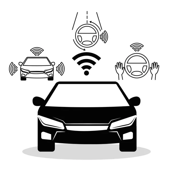 Vzdálený snímací systém smart auto vozidla čelní pohled — Stockový vektor