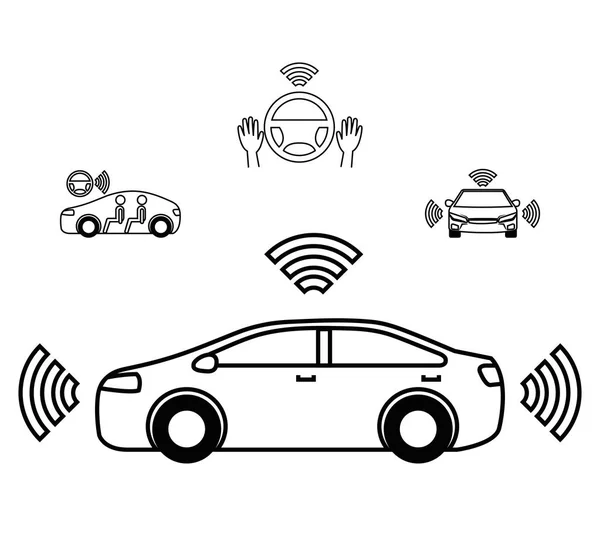 Remote sensorsystem smart bil fordon framifrån — Stock vektor