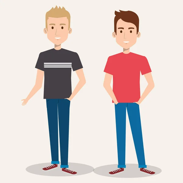 Two friendly man students friends together young — Stock Vector