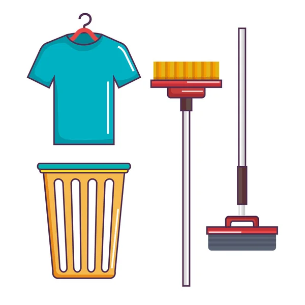 Laundry and cleaning domestic housekeeping set — Stock Vector