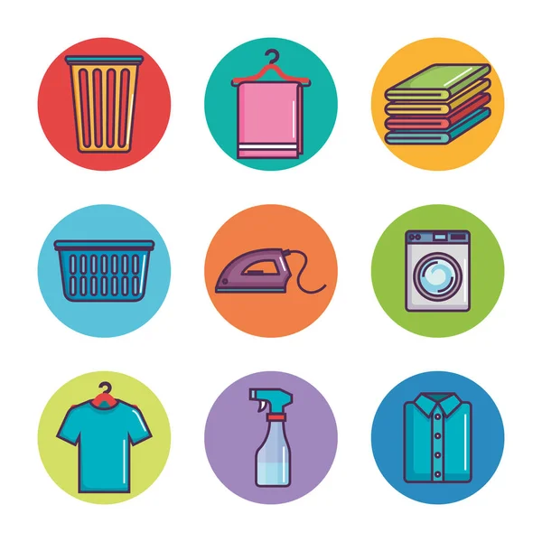 Laundry and dry cleaning icons — Stock Vector