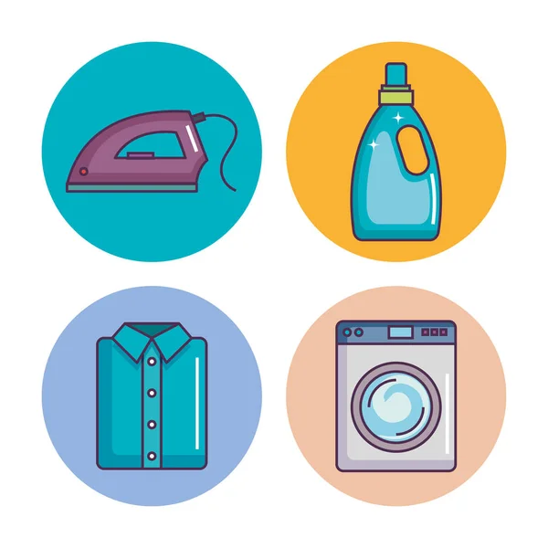Tvätt- och rengöring inhemska städning set — Stock vektor
