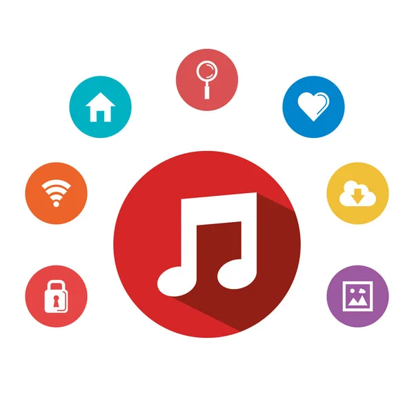 Musiknote internet app multimedia element — Stockvektor