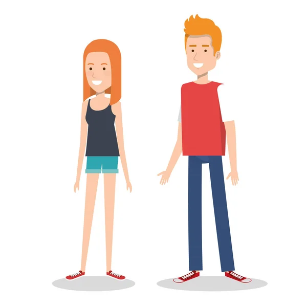Молодая пара подростковый персонаж стоящих людей — стоковый вектор