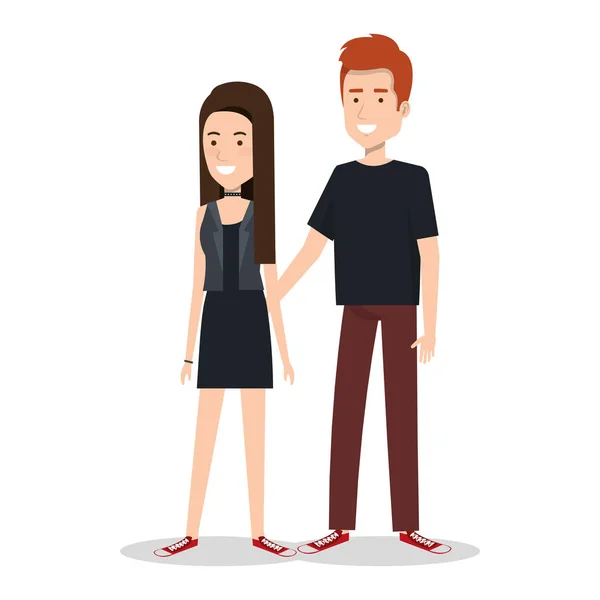 Junges Paar Teenager Charakter stehende Menschen — Stockvektor