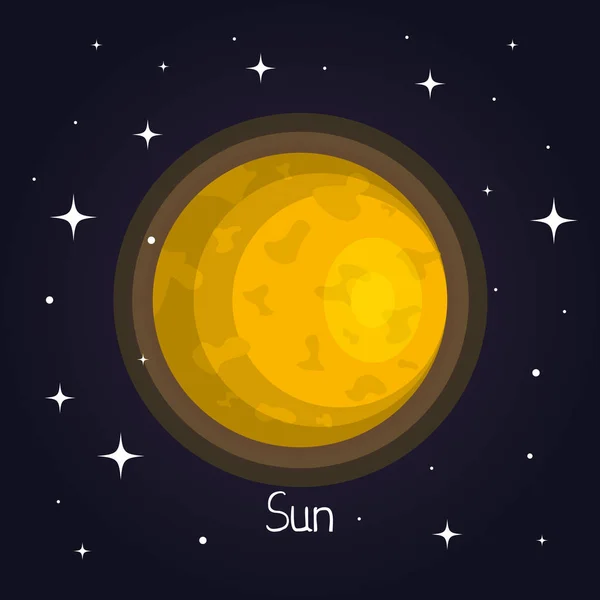 Sonne im Weltraum Element des Sonnensystems Stern Hintergrund — Stockvektor