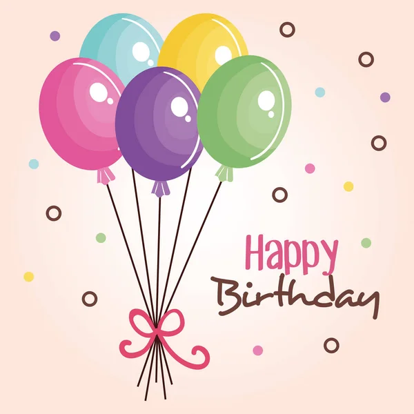 Tarjeta de cumpleaños feliz con fiesta de globos — Vector de stock