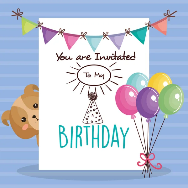 Happy birthday card with tender animal — Stock Vector