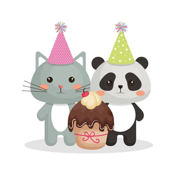 Gelukkige verjaardag-kaart met tedere dier — Stockvector