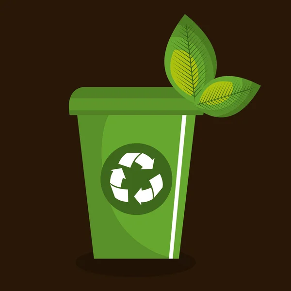 Prullenbak ecologie pictogram — Stockvector