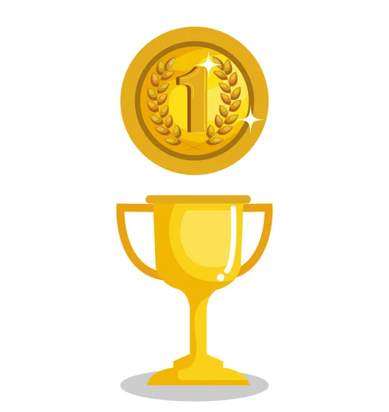 Coupe trophée avec icône de prix pièce — Image vectorielle