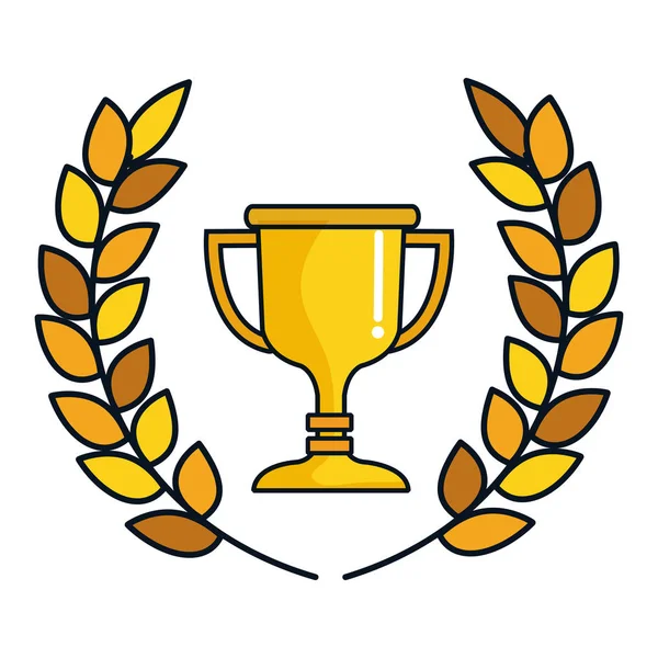 Trofee cup met krans award pictogram — Stockvector