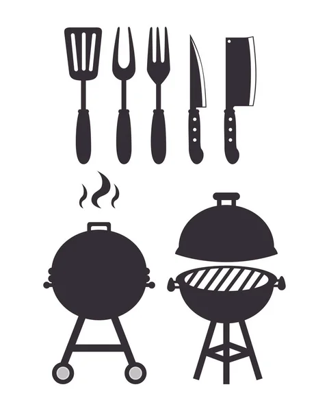 Set grills menú herramientas diseño aislado — Archivo Imágenes Vectoriales