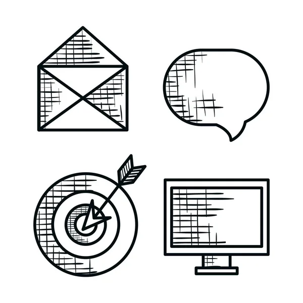 Business Set Symbole zeichnen — Stockvektor