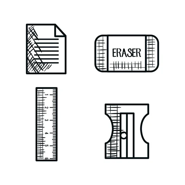 Educação suprimentos ícones de desenho —  Vetores de Stock