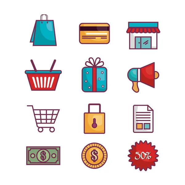 Commercial business flat icons — Stock Vector
