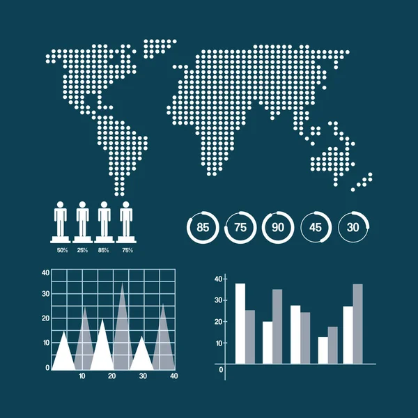 Apresentação de estatísticas demográficas infográficas do mapa mundial — Vetor de Stock