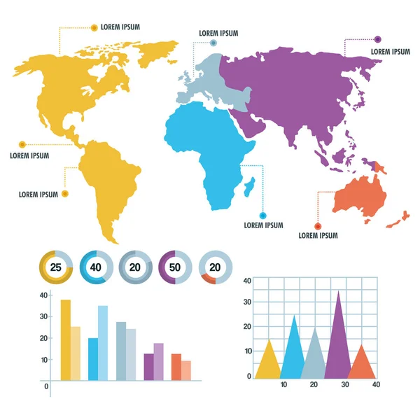 世界地图图表信息报告网络 — 图库矢量图片