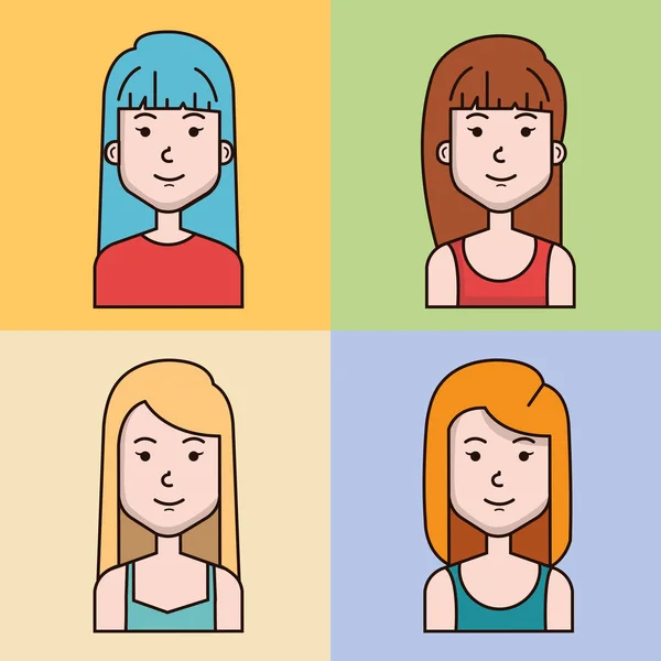 Аватарні люди жіночий профіль групи жінка Стокова Ілюстрація
