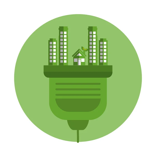 Ekologi city grön ikon — Stock vektor
