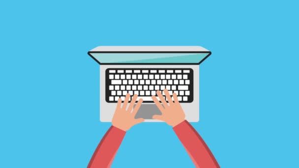 Hand über Tastatur, Laptop und Computer — Stockvideo