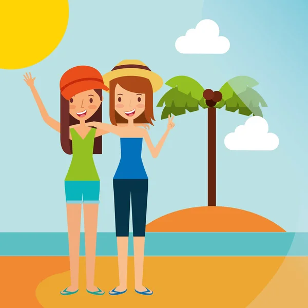 Personas vacaciones de verano — Vector de stock