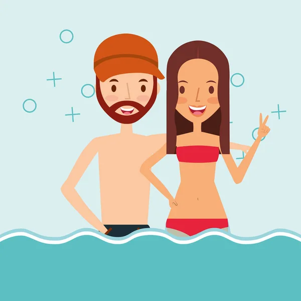 Personas vacaciones de verano — Vector de stock