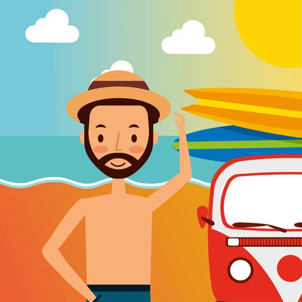 Personas vacaciones de verano — Vector de stock