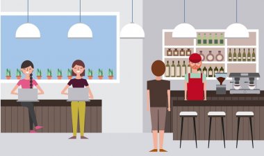insanlar iç kahve dükkanı veya bar restoran