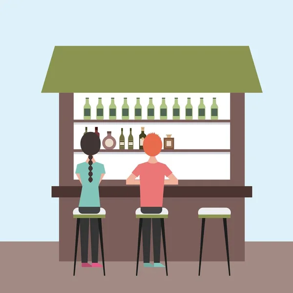 Personnes café intérieur ou bar restaurant — Image vectorielle