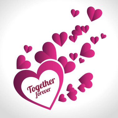 Romantik renkli kart tasarımı pembe kalp 