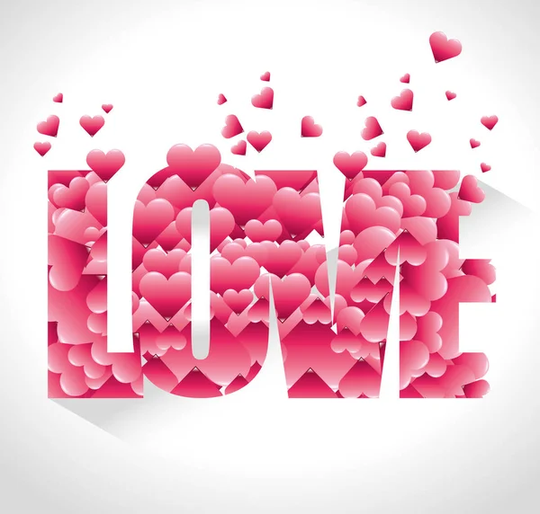 Romantico disegno di carte colorate con cuori rosa — Vettoriale Stock