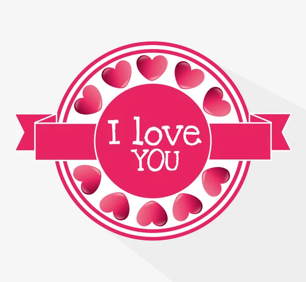 Ρομαντική κάρτα πολύχρωμο σχεδιασμό με ροζ καρδιές — Διανυσματικό Αρχείο