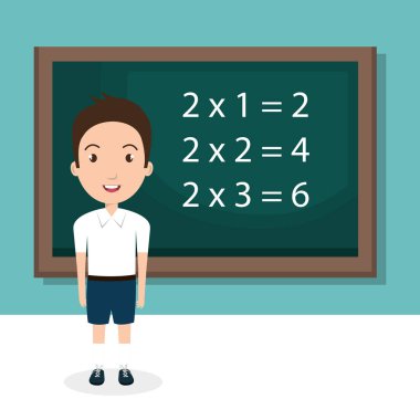 Kara tahta sınıf karakteri ile çocuk