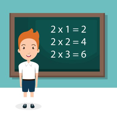 Kara tahta sınıf karakteri ile çocuk