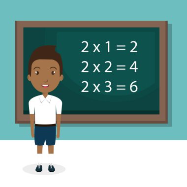 Kara tahta sınıf karakteri ile Afrikalı Çocuk