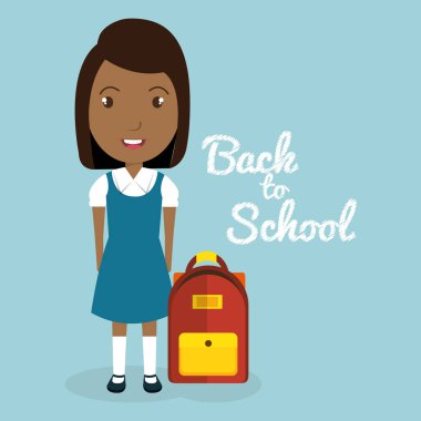 Afrikalı kız okul çantası ile