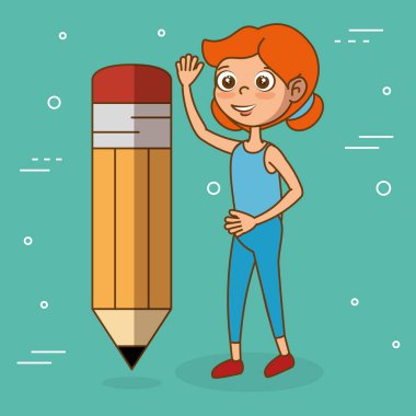 kalem eğitim simgesi ile kız