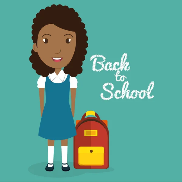 Αφρικής κορίτσι με σχολική τσάντα — Διανυσματικό Αρχείο