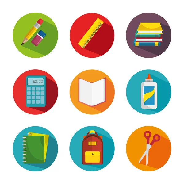 School supplies education icons — Stock Vector