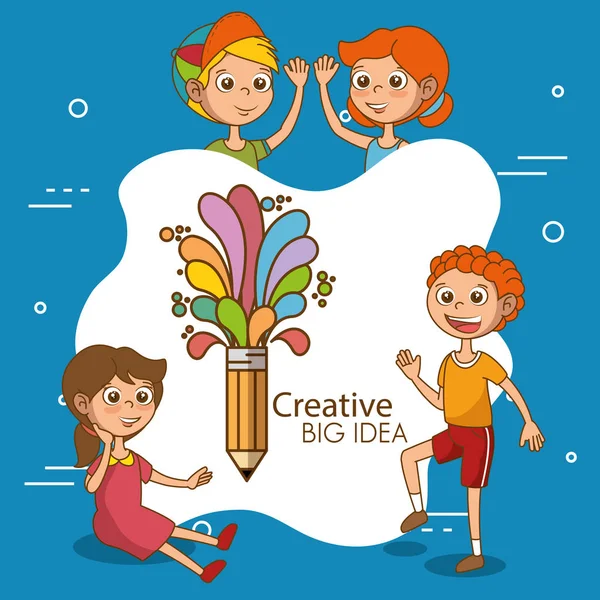 Bambini con grande idea creativa — Vettoriale Stock