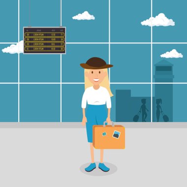 Havaalanında bavul kadınla turizm