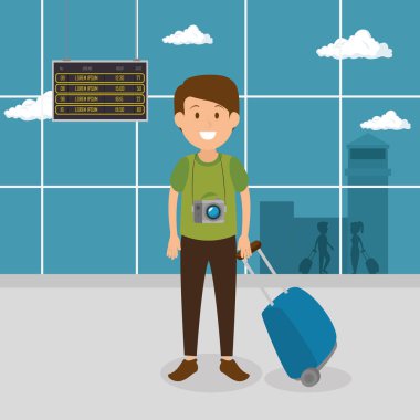 Havaalanında bavul turist adam