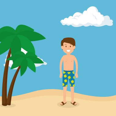 plaj yaz tatillerini üzerinde genç adam