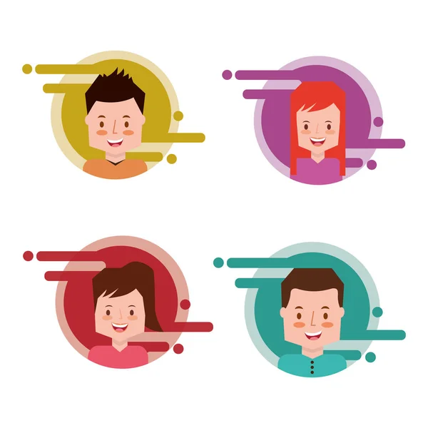 People characters smartphone — Stock Vector