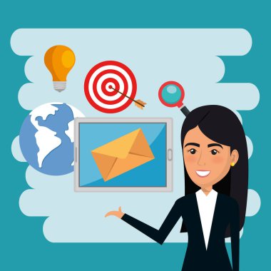 iş kadını ile e-posta pazarlama kutsal kişilerin resmi