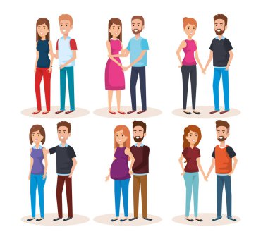 kadın pregnacy insanlar avatarlar karakter grubu ile